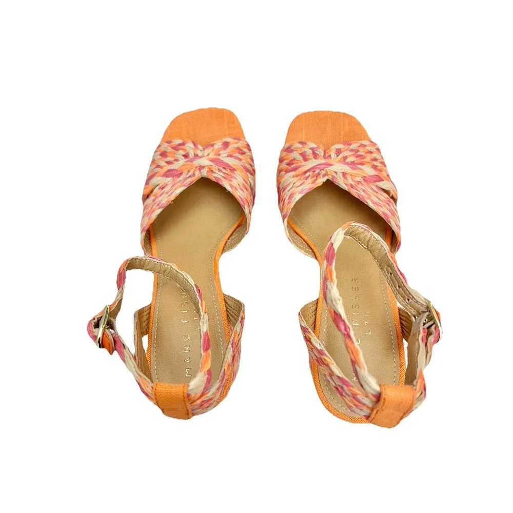 Marc Fisher Wedge Heel 6M MLJANIE Platform Sandal Shoe Accessory Women Clothing